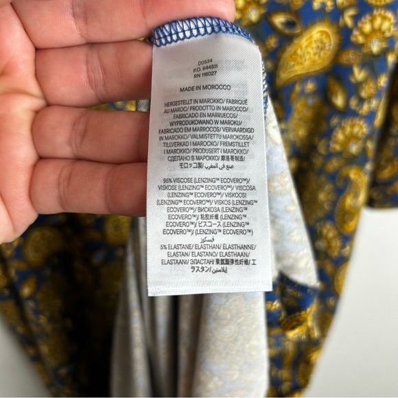 Boden Jersey Mini Dress in Harvest Gold Paisley puff sleeves size: 14R - Picture 9 of 12